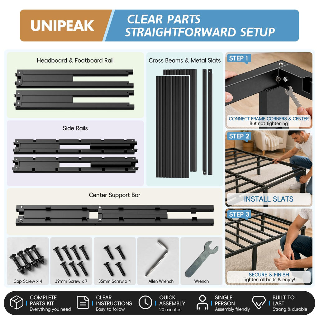 Queen Metal Platform Bed Frame with Storage A9988