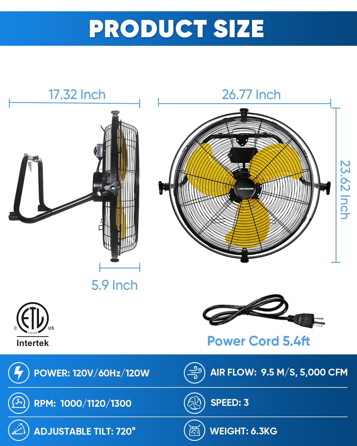 20 Inch 3-Speed High Velocity Metal Fan W377