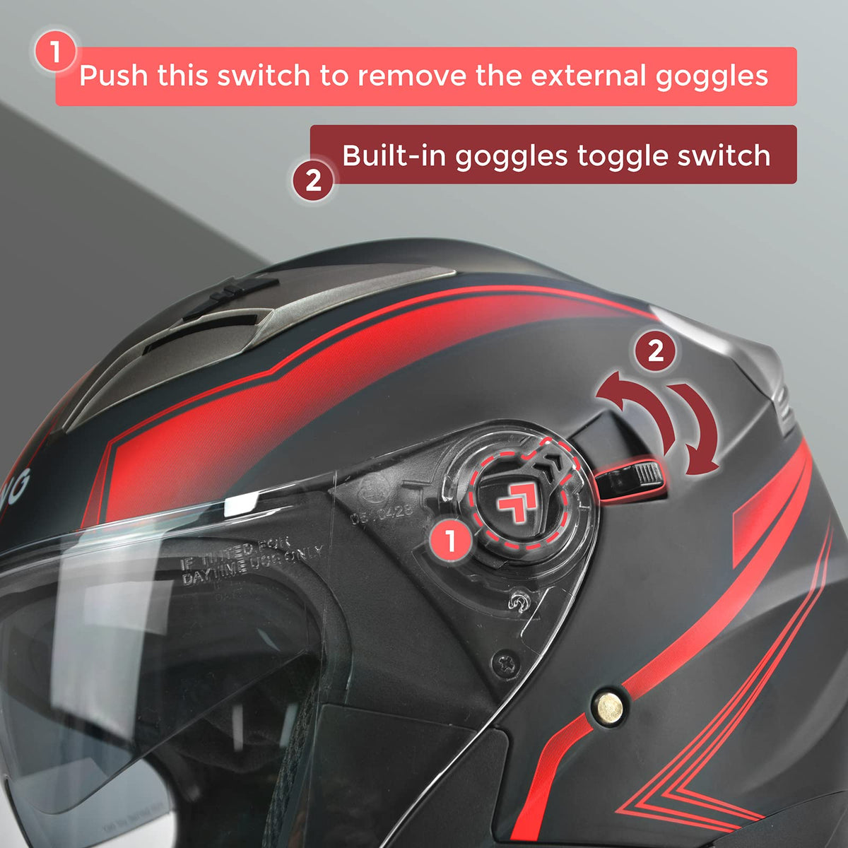 3/4 Open Face Motorcycle Helmet with Double Visor W4305