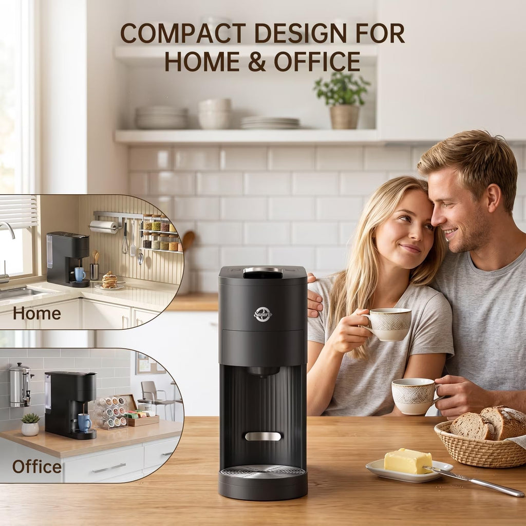 Single Serve Coffee Maker with K Cup Capsules & Grounds, Black H43506