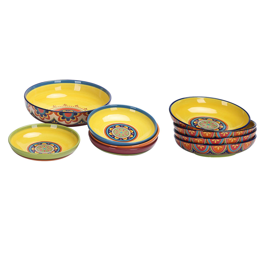 Ceramic Pasta Bowl Set of 9, Microwave & Dishwasher Safe Y388414