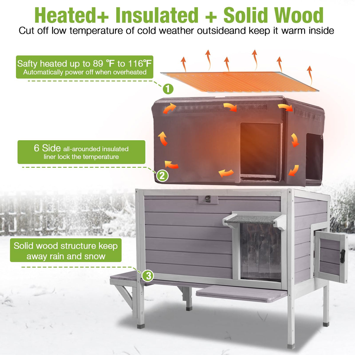 Heated Insulated Weatherproof Outdoor Cat House I3068