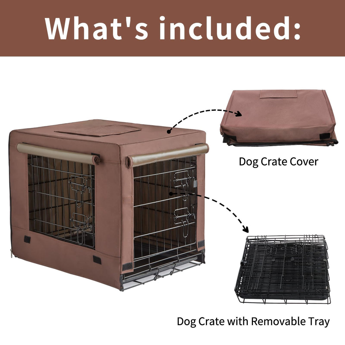 Brown Collapsible Metal Dog Crate O898