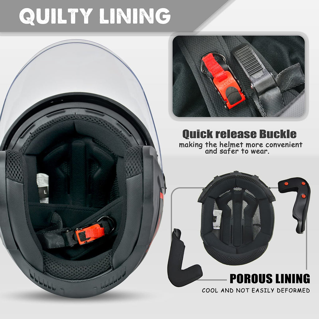 3/4 Open Face Motorcycle Helmet with Double Visor W4305