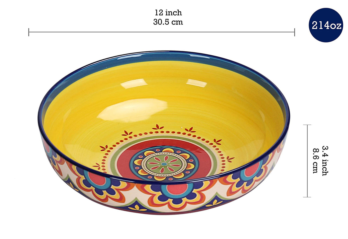 Ceramic Pasta Bowl Set of 9, Microwave & Dishwasher Safe Y388414