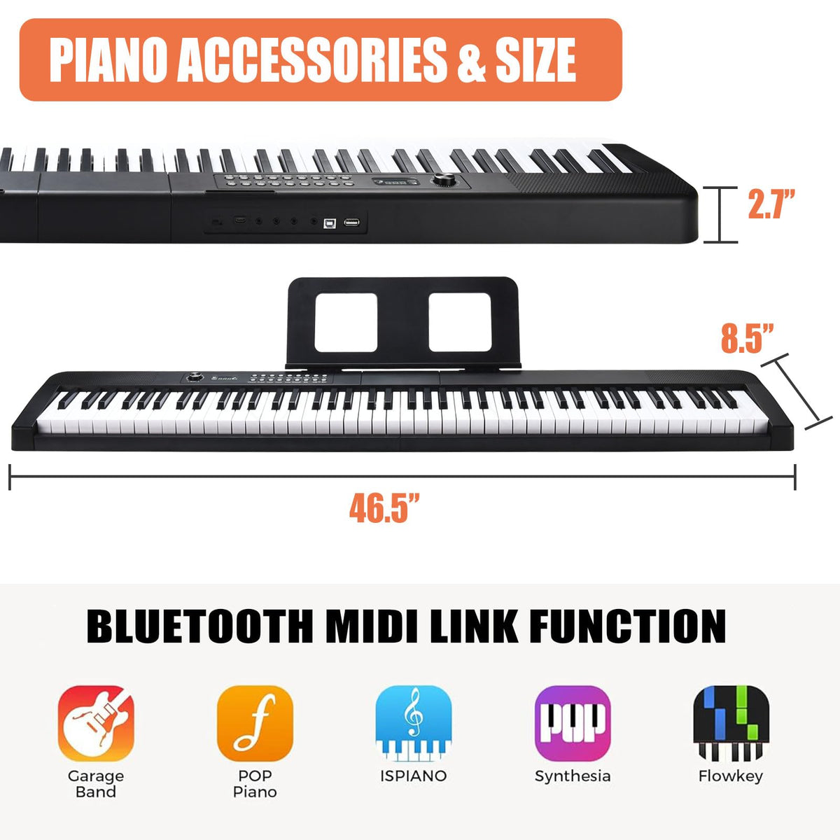 88 Key Electric Digital Piano with Semi Weighted Keys O105