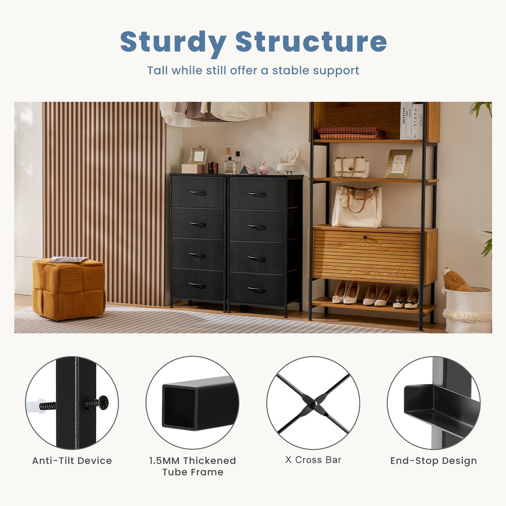 Nightstand with 4 Fabric Drawers B804