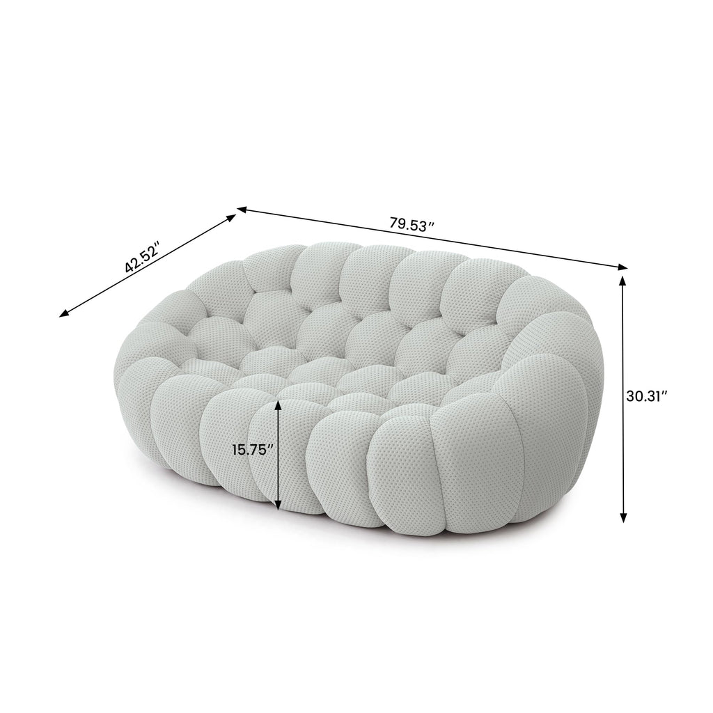 Light Grey Curved Upholstered Sofa P908