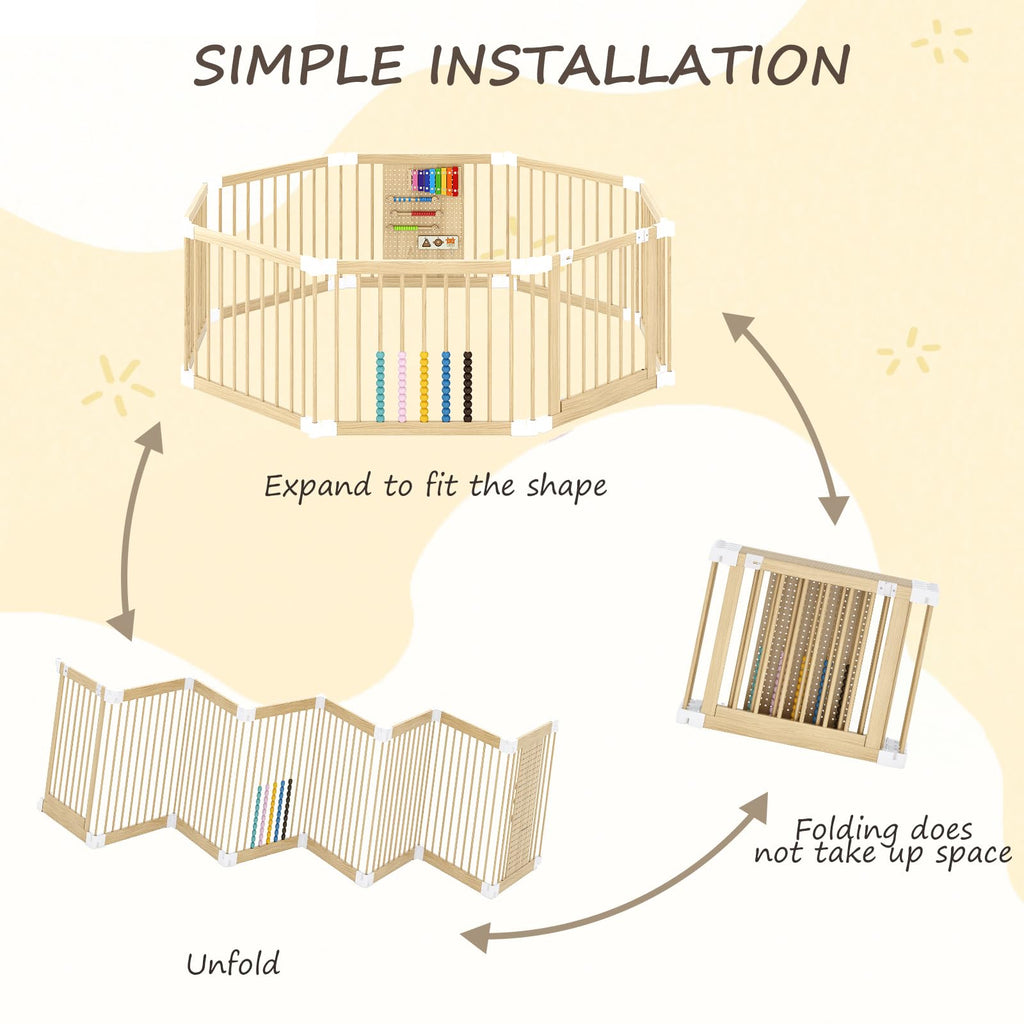 Foldable Wooden Baby Playpen with Locking Gate L3029