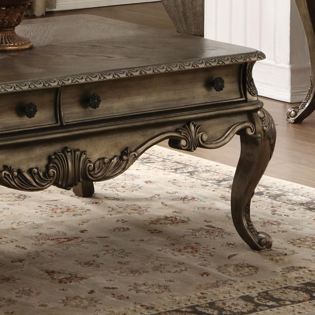 Oak Sofa Table with 2 Drawers and Bottom Shelf V19694