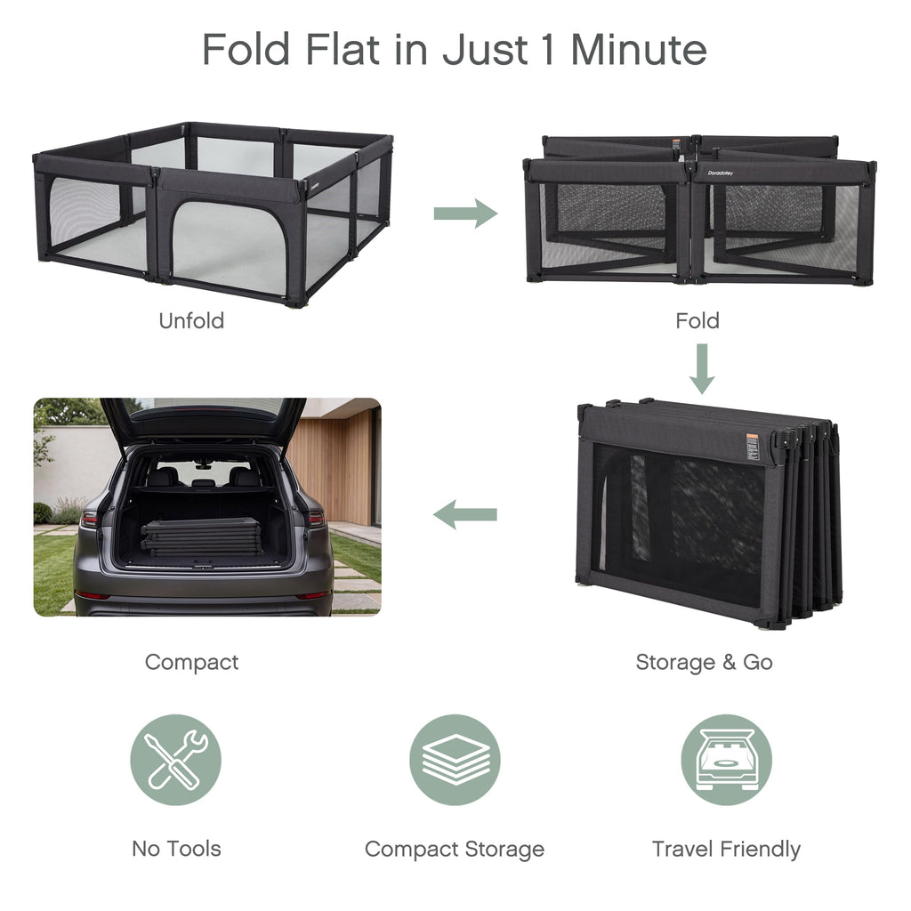 Foldable Adjustable 8-Panel Baby Playpen with Mesh N2552