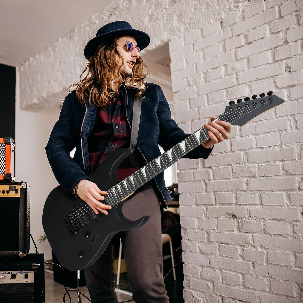 39" Matte Black Electric Guitar with 20Watt Amp T87651