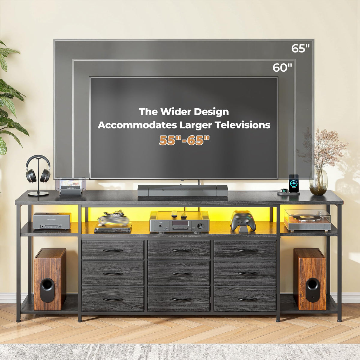55" W TV Stand with 9 Drawers I565