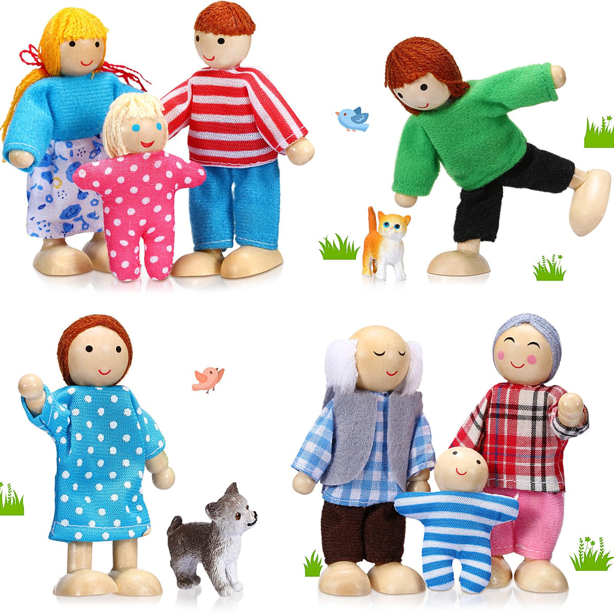 Wooden Dollhouse Family Set Mini People I6872