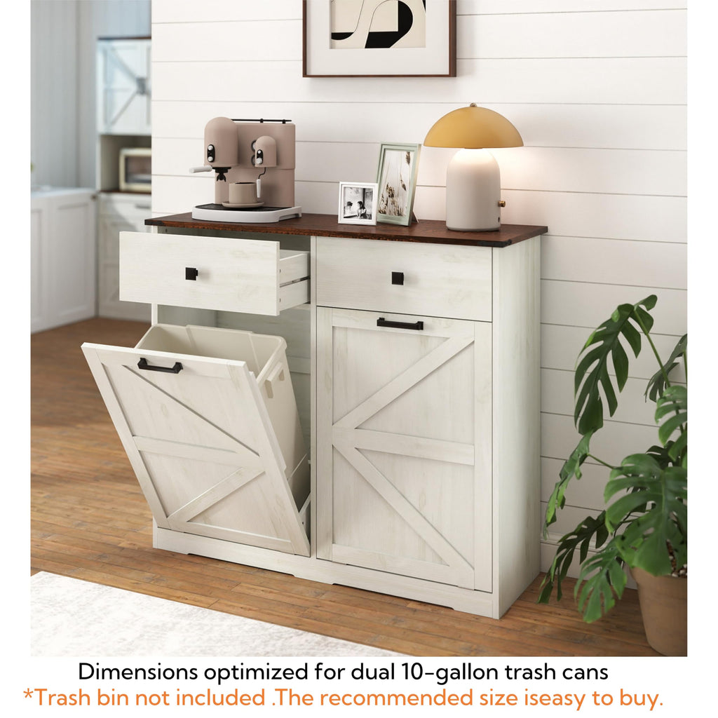 Double Tilt Out Trash Cabinet with Hideaway Drawer N77784