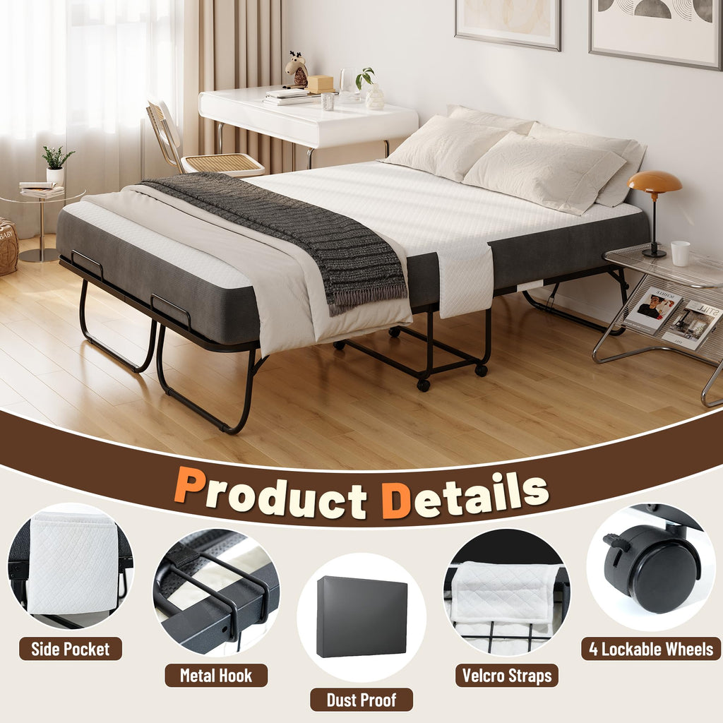 Full Size Folding Bed with Memory Foam Mattress T9923
