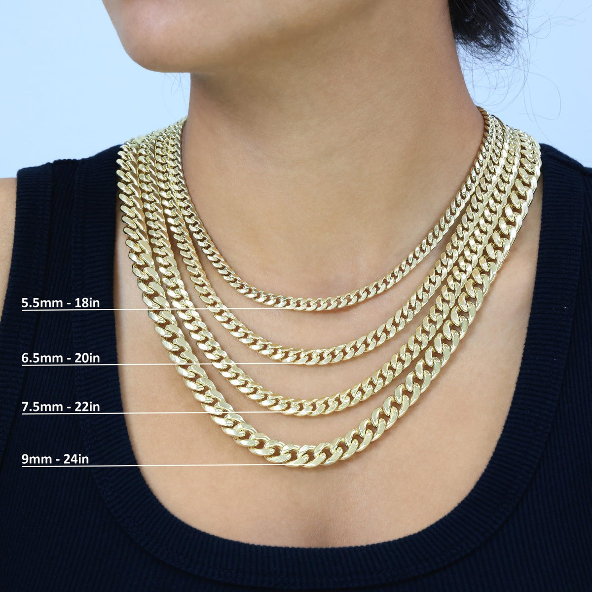 14K Yellow Gold Cuban Link Chain Necklace I135157
