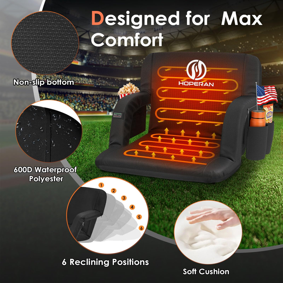 Heated Stadium Seats for Bleachers with Power Bank H662522