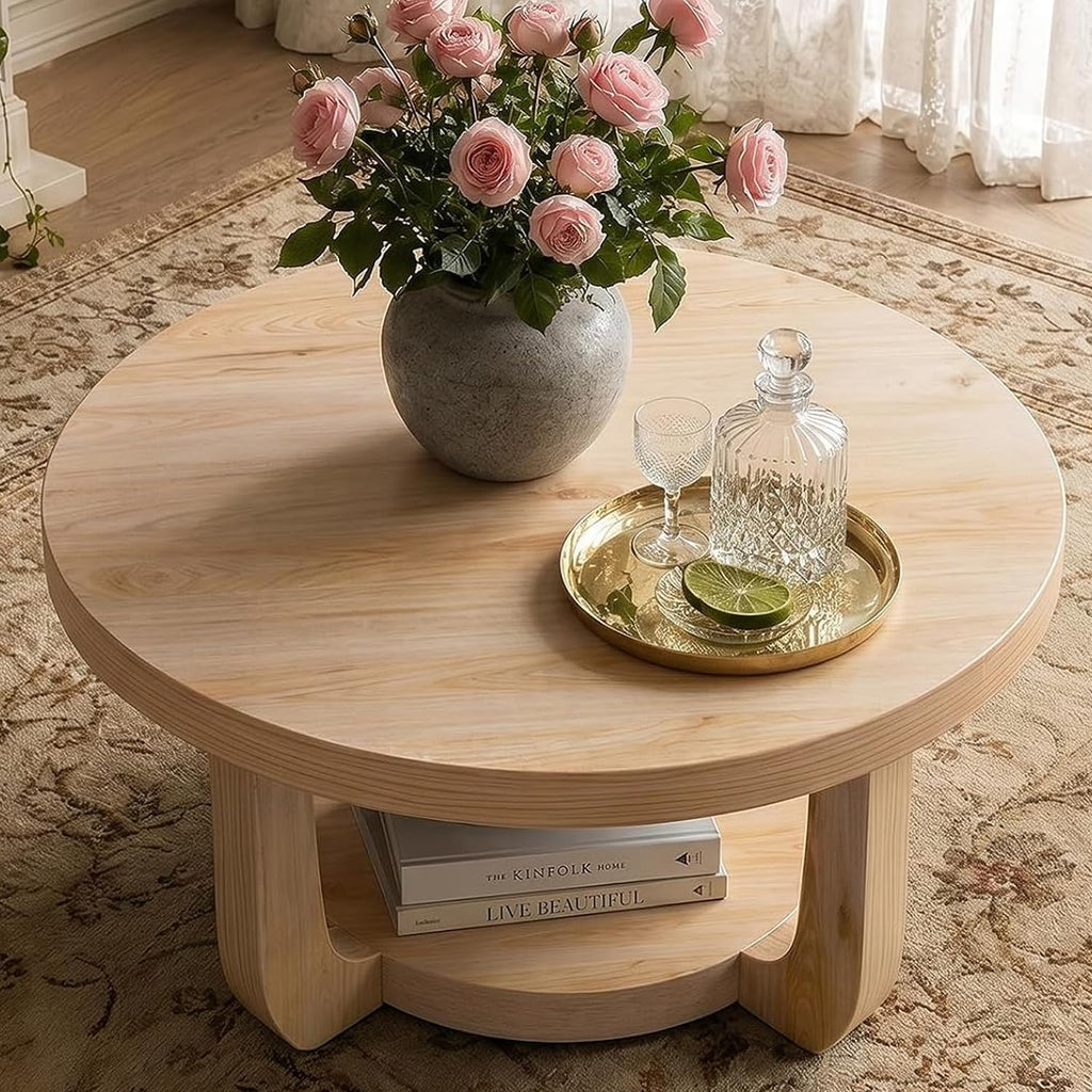 Round 2-Tier Coffee Table with Storage P913