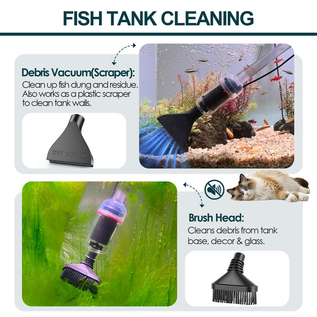Electric Aquarium Gravel Cleaner, 528GPH Fish Tank Vacuum, 5-in-1 Sand Washer Water Changer Kit X1762