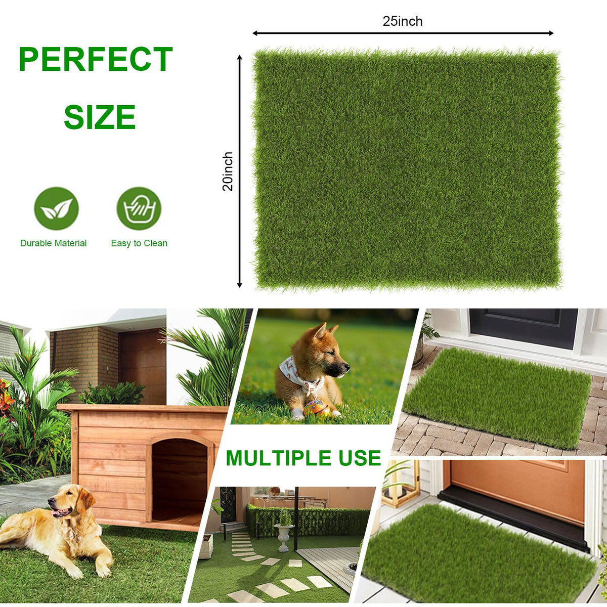 20x25 inches Artificial Grass Pad with Drainage Holes D394