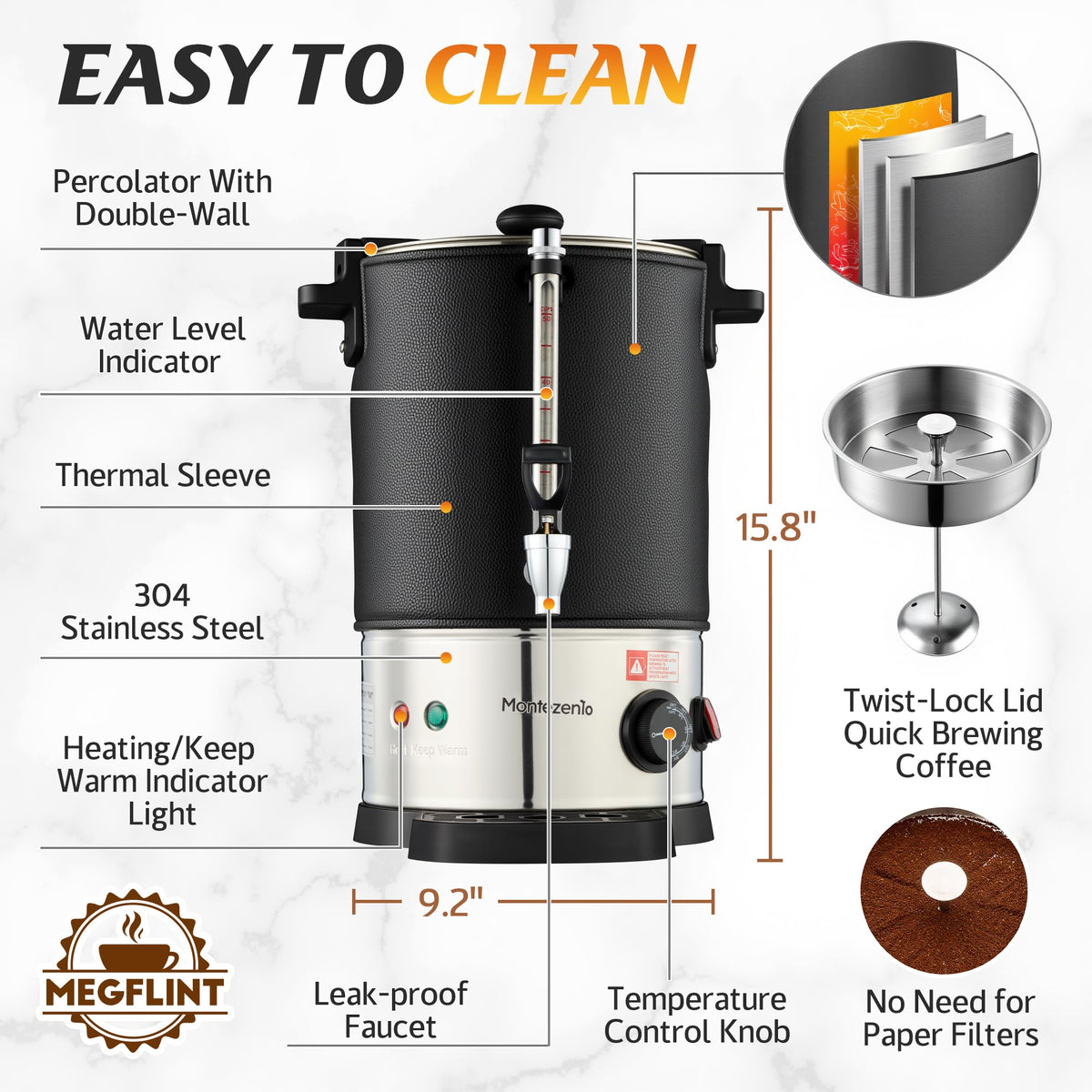 50-Cup Stainless Steel Double Insulated Coffee Urn M135