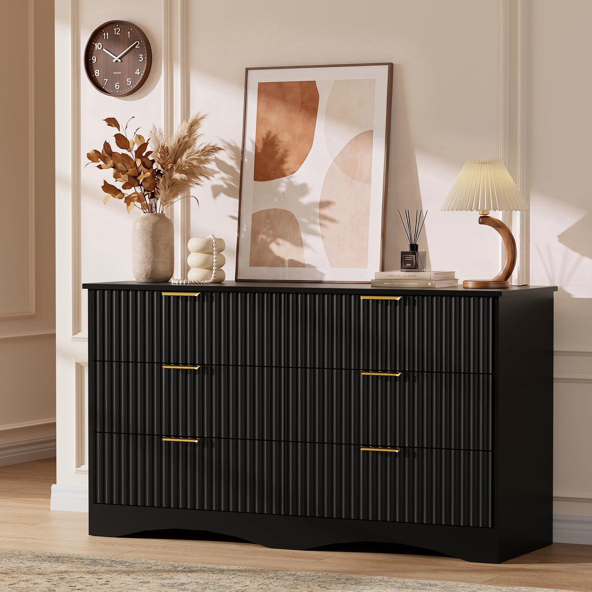6 Drawer Fluted Wood Dresser W611