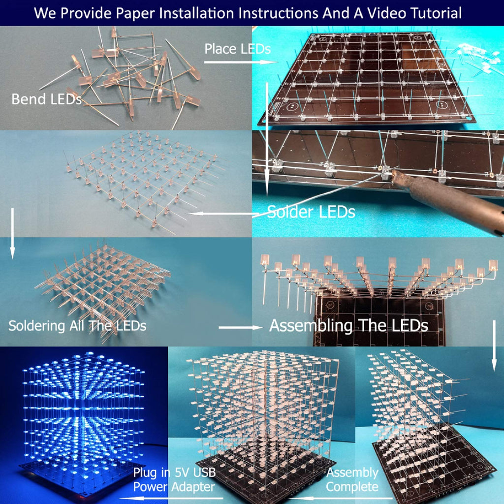 3D Led Cube DIY Electronics Kit 8x8x8 Led Cube DIY Soldering Project Kit P257210