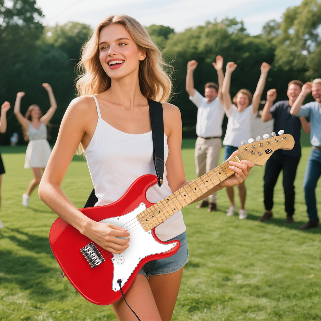 32 Inch Junior Size Red Electric Guitar Beginner Kit with Amplifier and Bag D357533