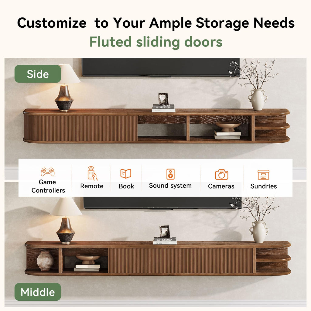 71" Solid Wood Floating TV Stand V778