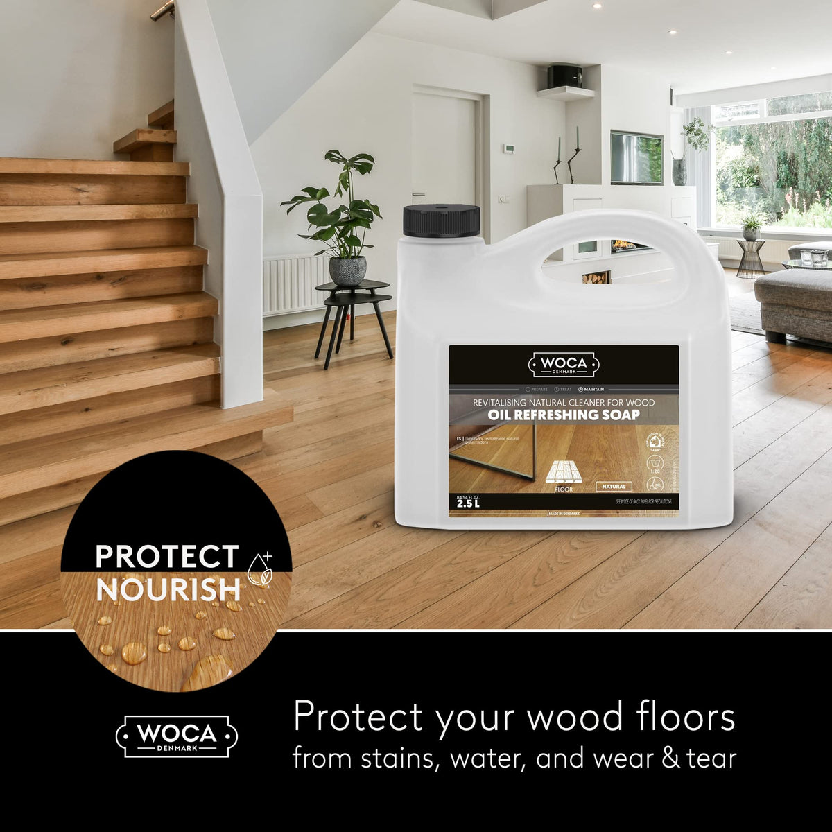 Natural 1L Plant-Based Oil Soap Wood Floor Cleaner T576