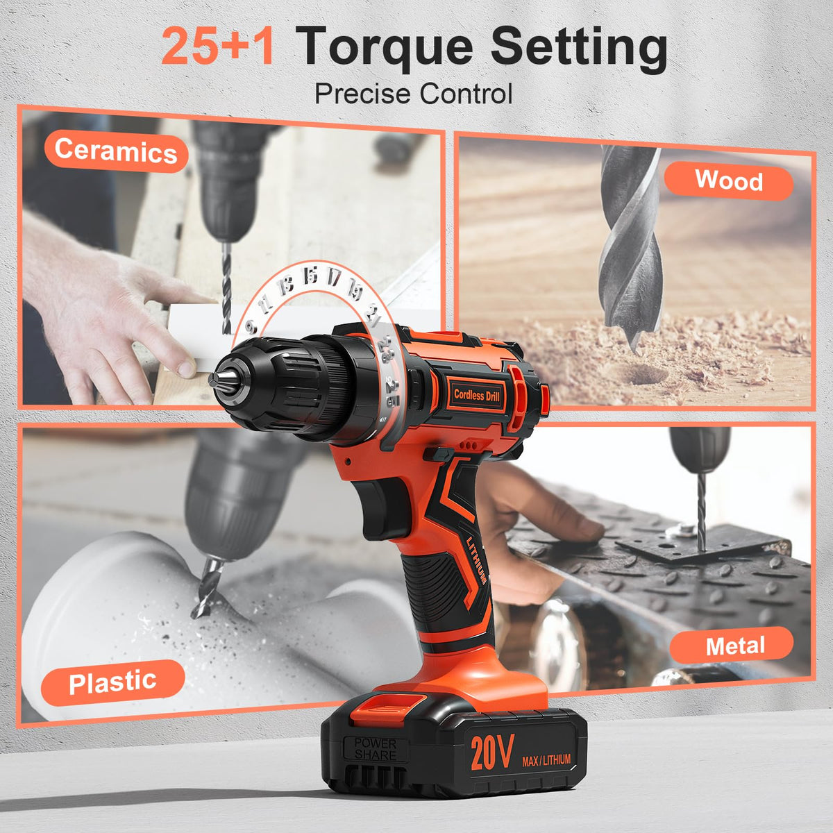 Cordless Drill Set 20V with 2.0Ah Power Pack and Charger F69908