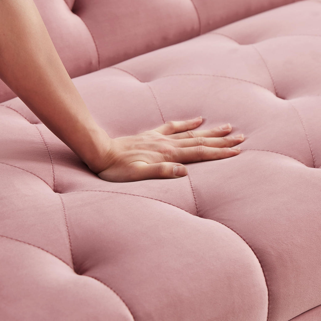 Pink Velvet Convertible Sofa Bed L9404