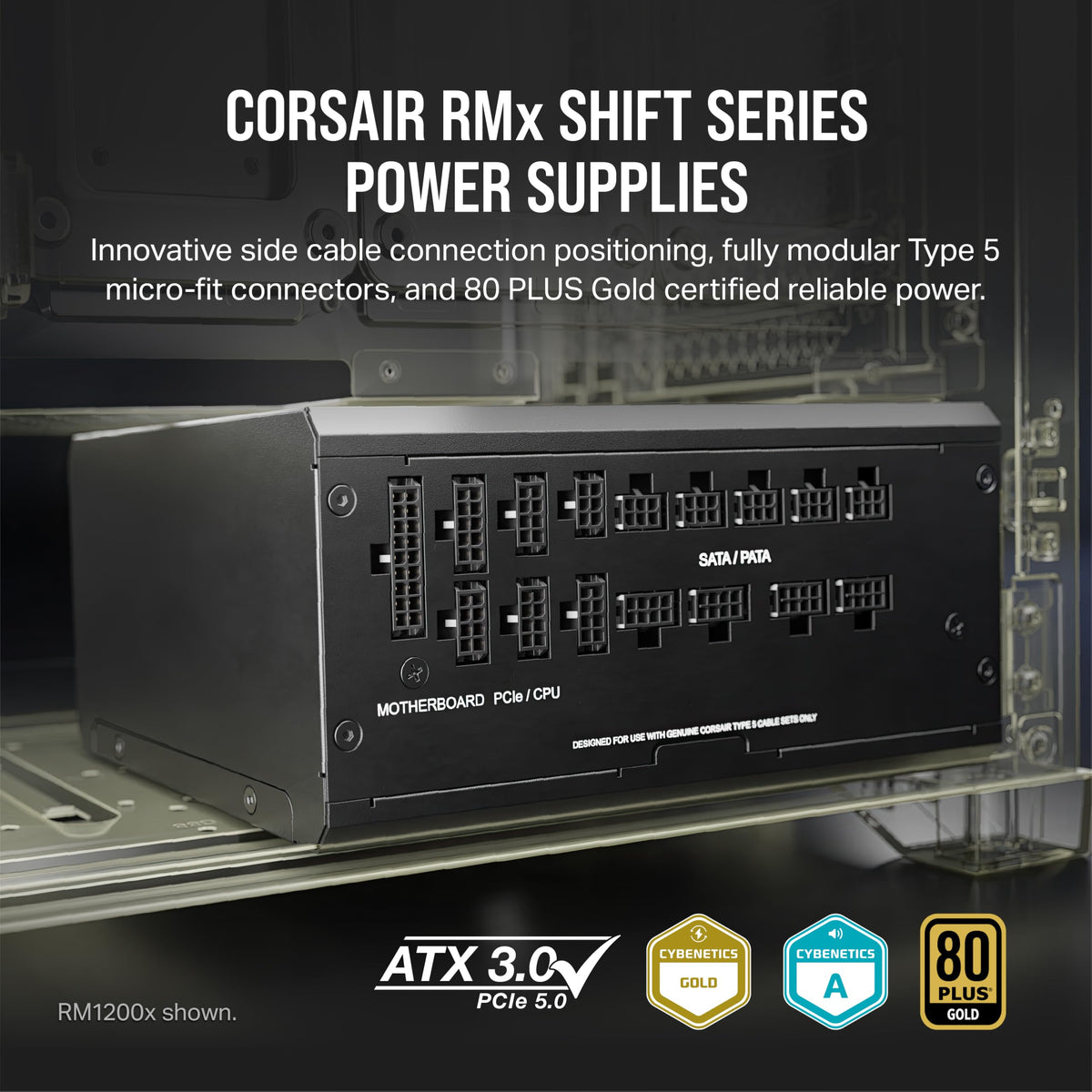 Black ATX 3.1 PCIe 5.1 Power Supply Y95256
