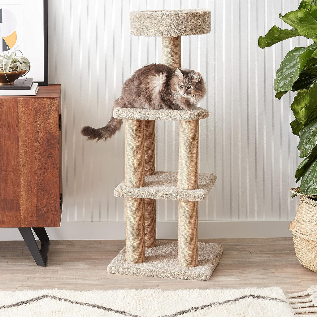 Beige Multi-Level Cat Tree Tower with Scratching Posts P36922