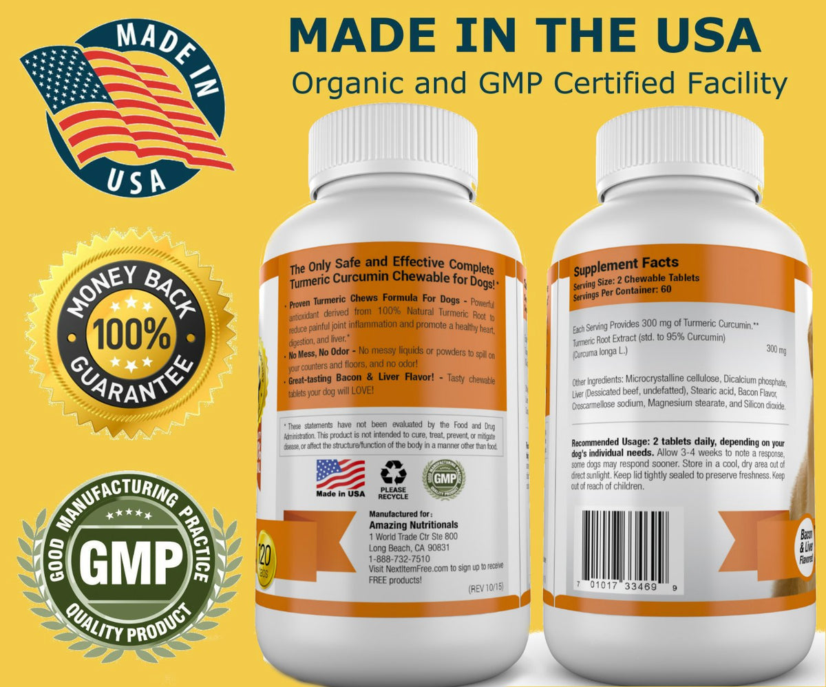 Omega-3 Fish Oil and Turmeric Curcumin Chews for Dogs G309884