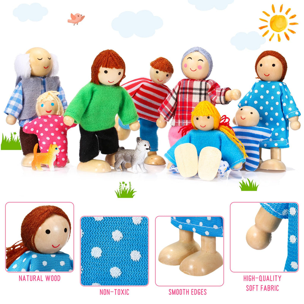 Wooden Dollhouse Family Set Mini People I6872