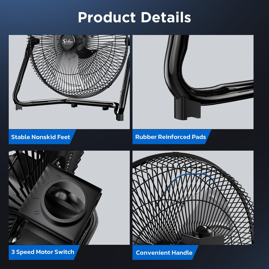 12 Inch 3-Speed Oscillating Metal Floor Fan E694497