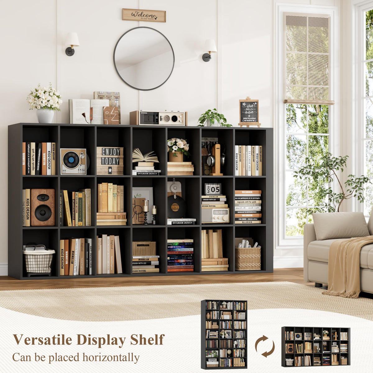 86" Triple Wide Black Bookshelf and Bookcase G688