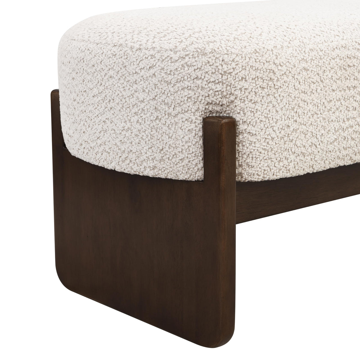 Beige Brown Loop Yarn Fabric Ottoman Bench H672861