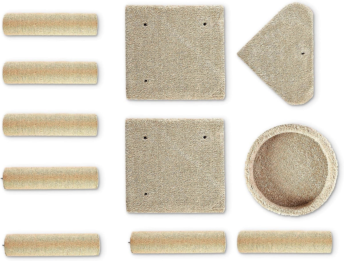 Beige Multi-Level Cat Tree Tower with Scratching Posts P36922