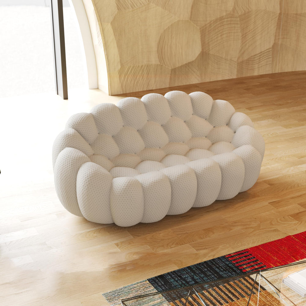 Light Grey Curved Upholstered Sofa P908