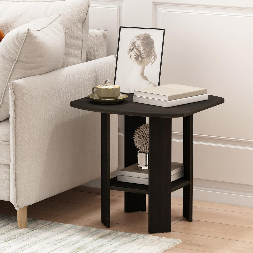 Set of 2 Espresso 2-Tier Side Table L894