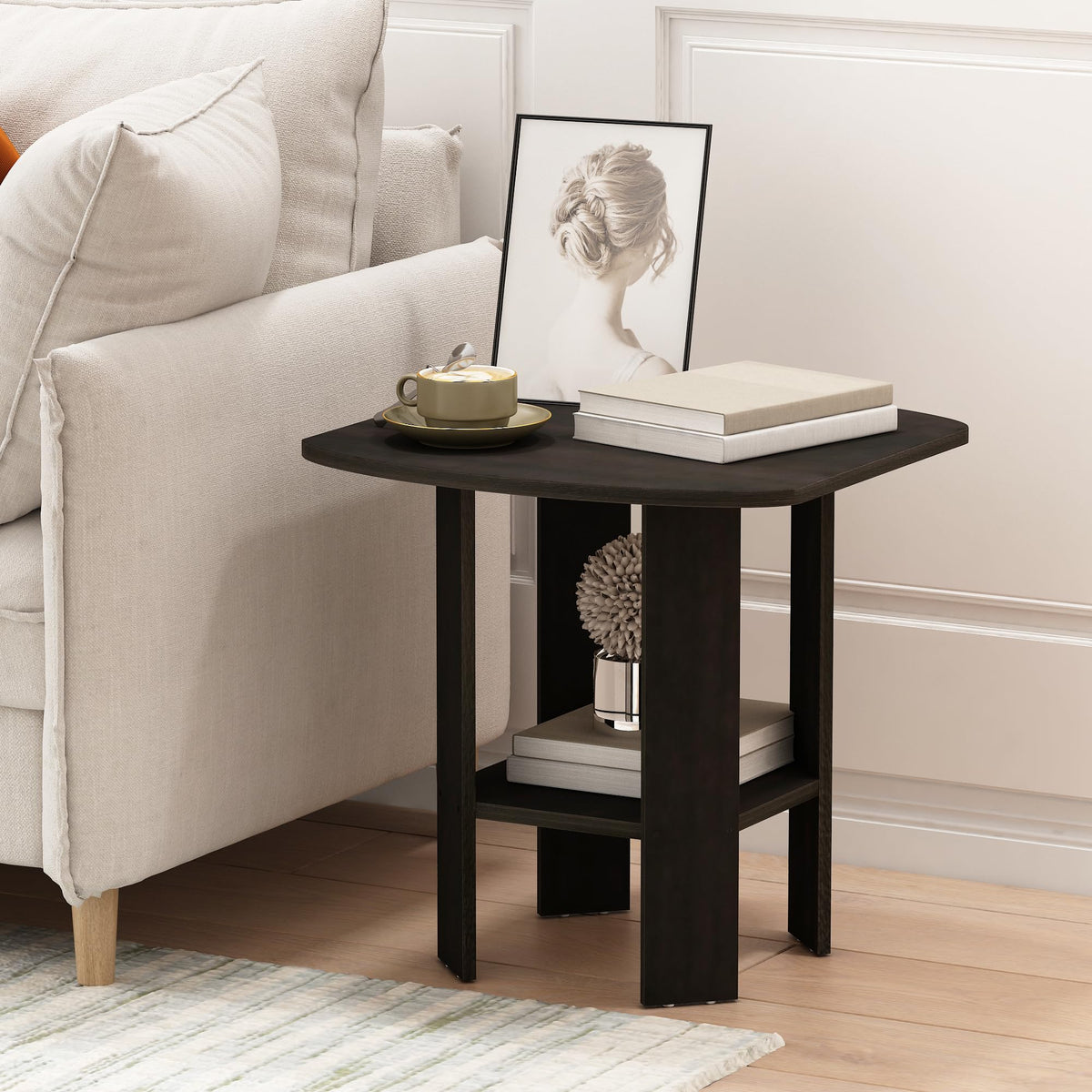 Set of 2 Espresso 2-Tier Side Table L894