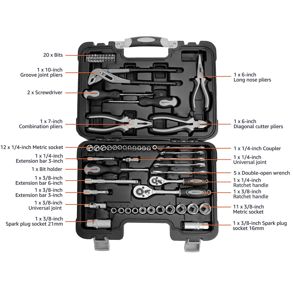 65-Piece Household Hand Tool Kit Set with Storage Case D716119