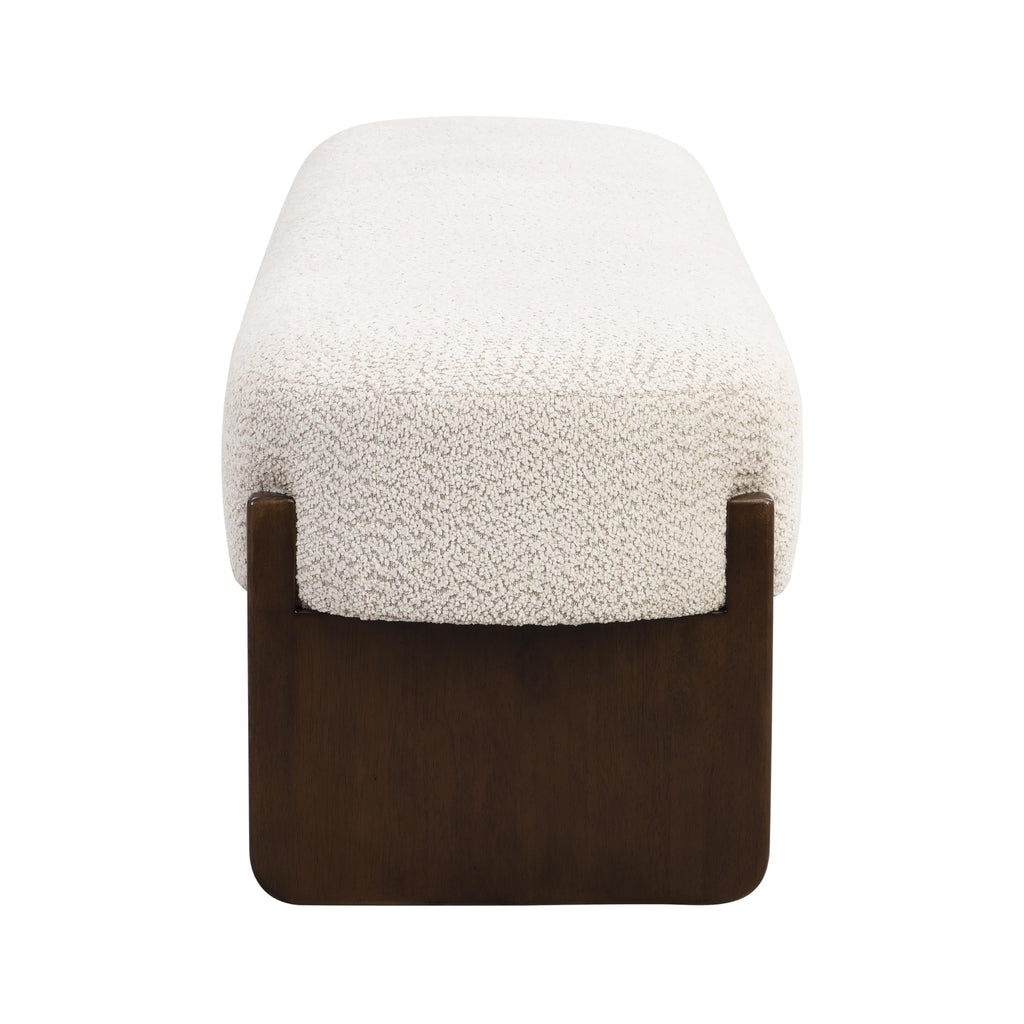 Beige Brown Loop Yarn Fabric Ottoman Bench H672861