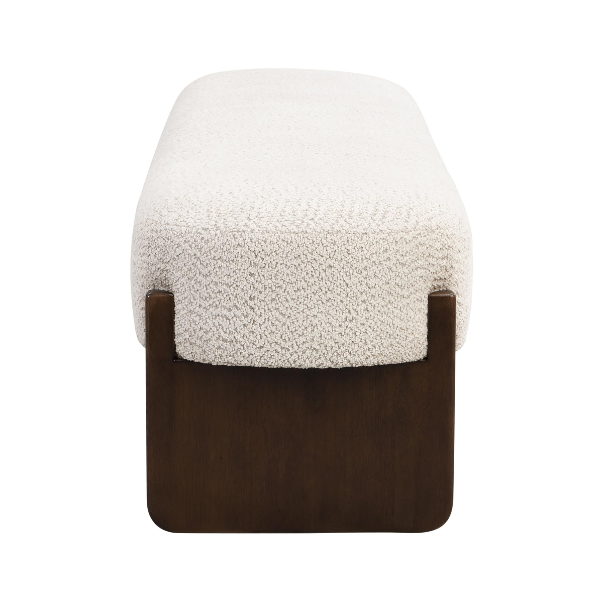 Beige Brown Loop Yarn Fabric Ottoman Bench H672861