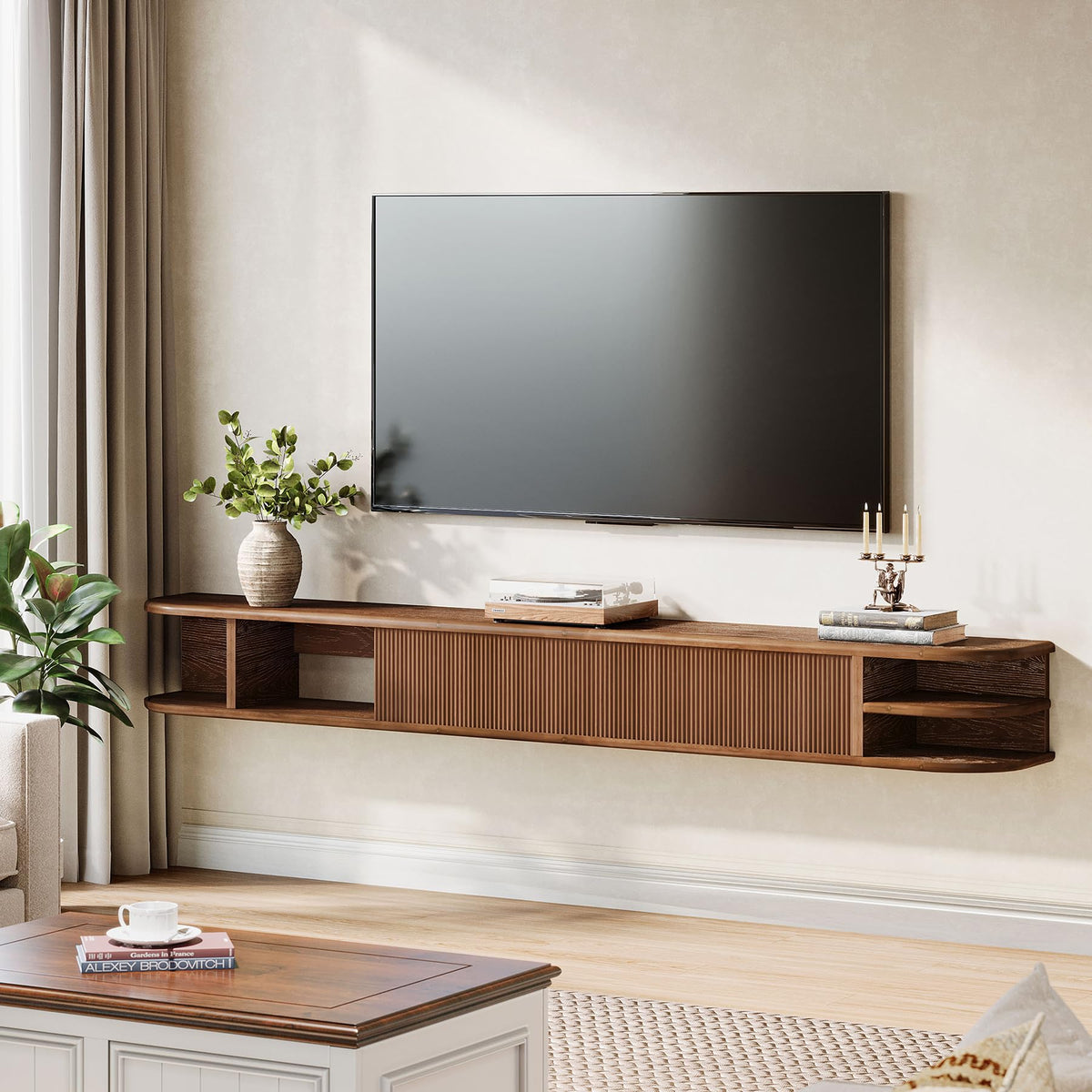 71" Solid Wood Floating TV Stand V778
