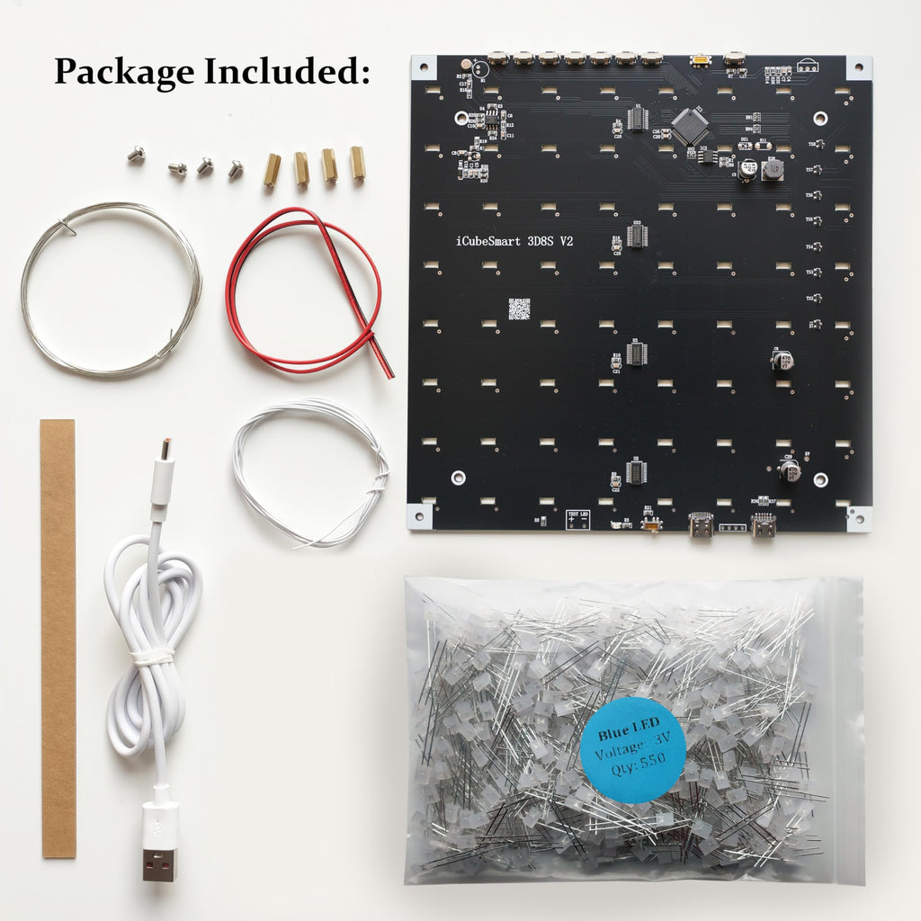 3D Led Cube DIY Electronics Kit 8x8x8 Led Cube DIY Soldering Project Kit P257210