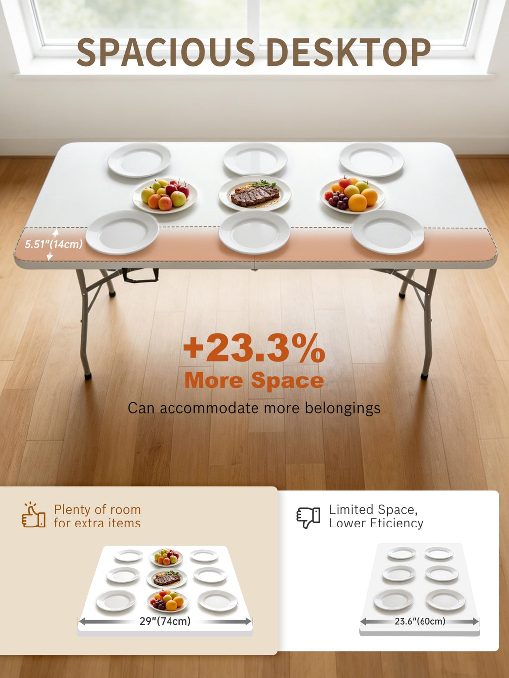 6Ft Heavy Duty Portable Plastic Folding Table K83232